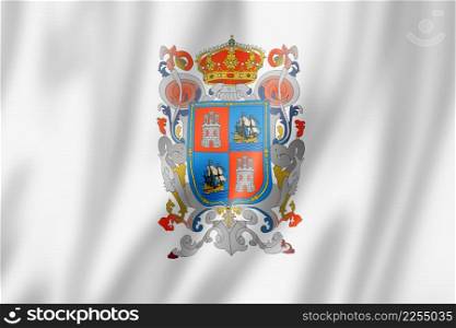 Campeche state flag, Mexico waving banner collection. 3D illustration. Campeche state flag, Mexico