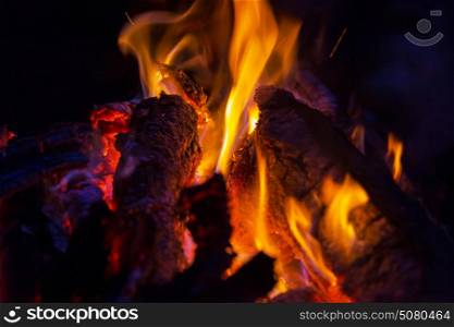 Campfire, close up shot