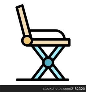 Camping chair icon. Outline camping chair vector icon color flat isolated. Camping chair icon color outline vector