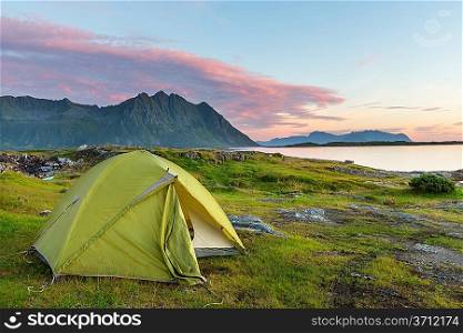 camping in Lofoten island,Norway