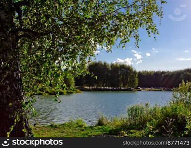 Camping near the river. A sunny day. Yaroslavl, Russia