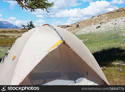 camping on summer grassland