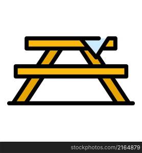 Camping table icon. Outline camping table vector icon color flat isolated. Camping table icon color outline vector