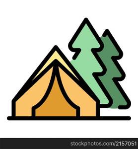 Camping tent icon. Outline camping tent vector icon color flat isolated. Camping tent icon color outline vector