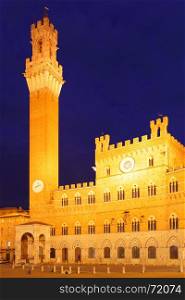 Campo Square and Mangia Tower, Siena, Italy