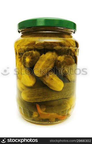 Can of cucumbers isolated on the white