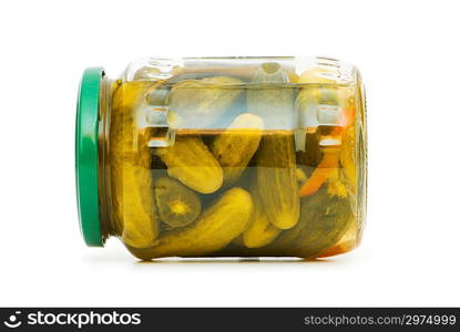 Can of cucumbers isolated on the white