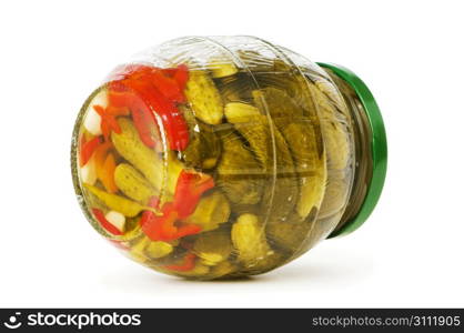 Can of cucumbers isolated on the white