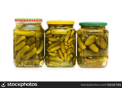 Can of cucumbers isolated on the white&#xA;