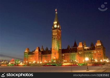 Canada&acute;s Parliament Buildings at Christmas.