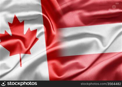 Canada and Austria. Canada and the nations of the world. A series of images with an Canadian flag