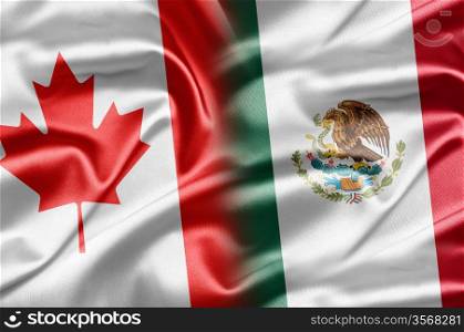 Canada and Mexico. Canada and the nations of the world. A series of images with an Canadian flag