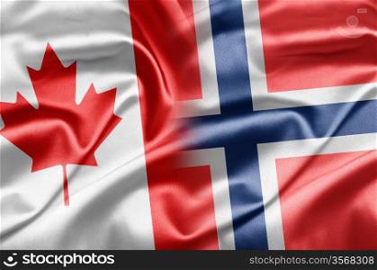 Canada and Norway. Canada and the nations of the world. A series of images with an Canadian flag
