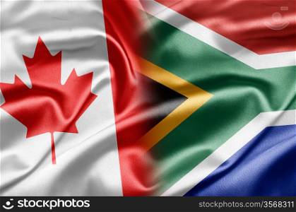 Canada and South Africa. Canada and the nations of the world. A series of images with an Canadian flag