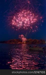 Canada Day firework display, Keewatin, Unorganized Kenora, Kenora, Lake of The Woods, Ontario, Canada