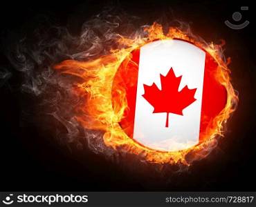 Canada Flag in Fire. Computer Graphics.
