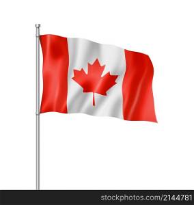 Canada flag, three dimensional render, isolated on white. Canadian flag isolated on white