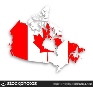 Canada map with the flag inside, isolated