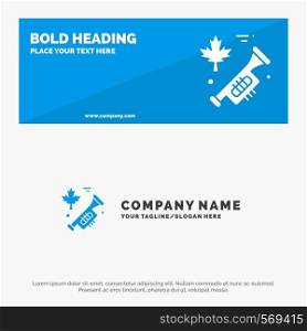 Canada, Speaker, Laud SOlid Icon Website Banner and Business Logo Template