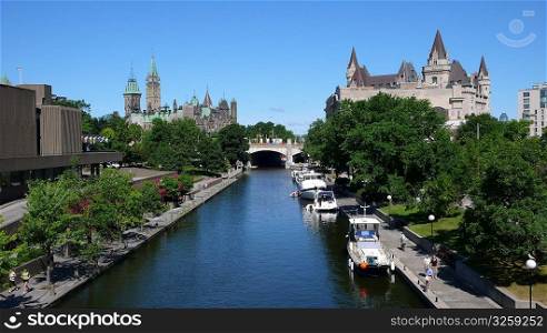 Canadian Cities, Ottawa&acute;s historic Rideau Canal, Ontario Canada.