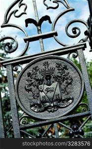 Canadian Governor General crest on an iron gate.