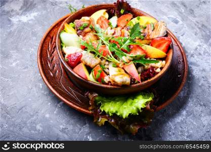 Canadian meat salad. Canadian meat salad with strawberries and pearl barley