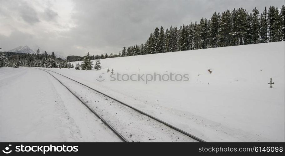 Canadian Pacific railroad tracks, Banff National Park, Alberta, Canada