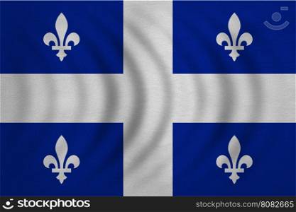 Canadian provincial flag, QC patriotic element and official symbol. Canada Quebec banner and background. Flag of the Canadian province of Quebec wavy fabric texture, accurate size, color, illustration