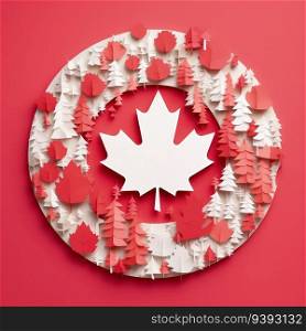 Canadian Spirit in Paper 3D Craft Style Illustration for Canada Day Celebrations. For print, web design, UI, poster and other.