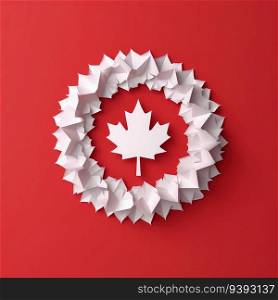 Canadian Spirit in Paper 3D Craft Style Illustration for Canada Day Celebrations. For print, web design, UI, poster and other.