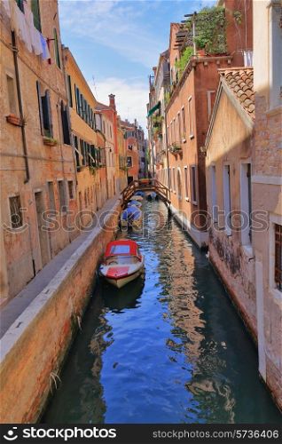 Canal and boat in Venice Italy