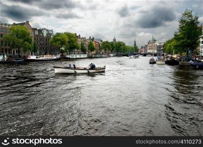 Canal boats in Amsterdam, Holland