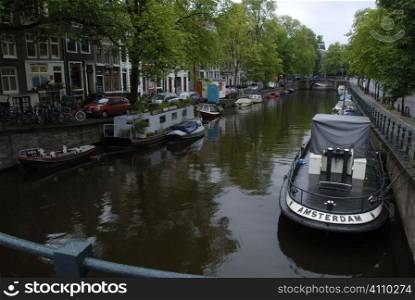 Canal boats in Amsterdam, Holland