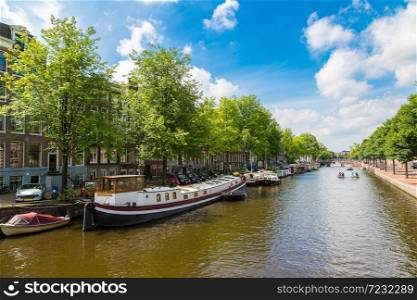 Canal in Amsterdam in a beautiful summer day. Amsterdam is the capital and the most populous city of the Netherlands
