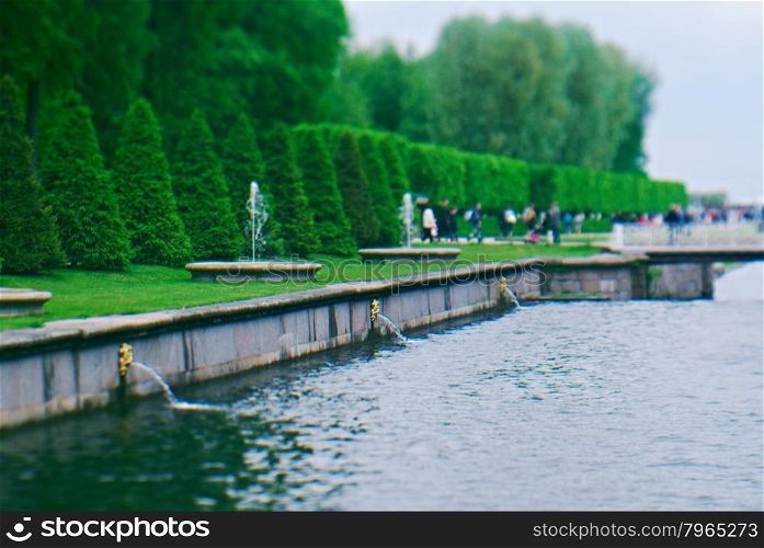 Canal in Peterhof Palace. Saint-Petersburg, Russia- JUNE 3, 2015