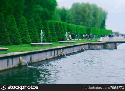 Canal in Peterhof Palace. Saint-Petersburg, Russia- JUNE 3, 2015