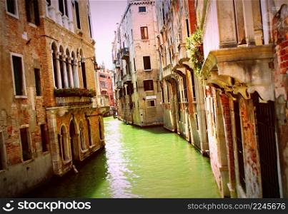 Canal in Venice, Italy. Exquisite antique buildings along Canals.. Canal in Venice, Italy. Exquisite buildings along Canals.