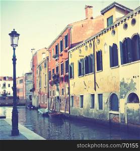 Canal in Venice, Italy. Retro style filtered image