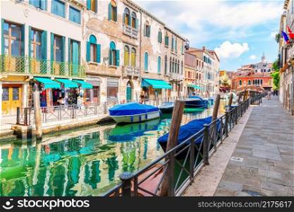 Canal of Venice, typical street view, Italy.