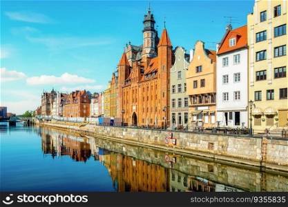 Canal on the Motawa River in Gdansk, Poland. Canal on the Motawa
