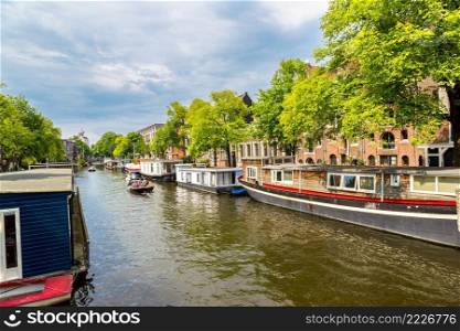 Canals of Amsterdam, Netherlands in a summer day