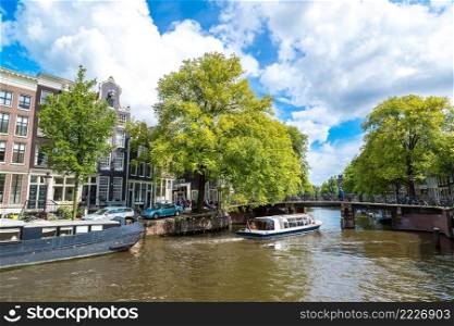 Canals of Amsterdam, Netherlands in a summer day