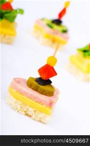Canape served in the plate