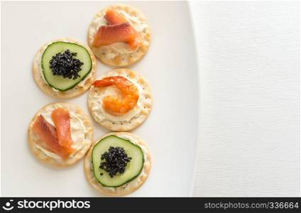 Canape with seafood