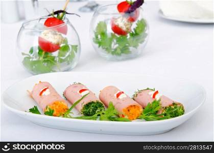 Canapes served in the plate