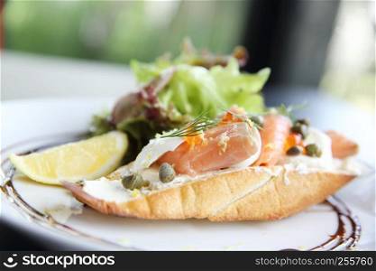 Canapes with smoked salmon and cream cheese