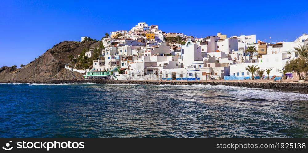 Canary islands. Fuerteventura holidays - scenic coastal village Las Playitas. popular tourist place and resort , jan 2019