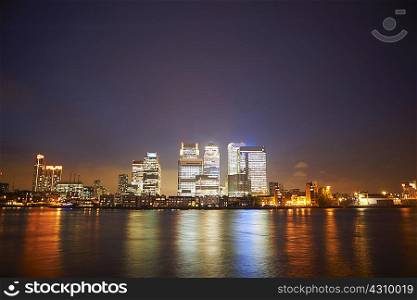 Canary Wharf at night, London, England, UK