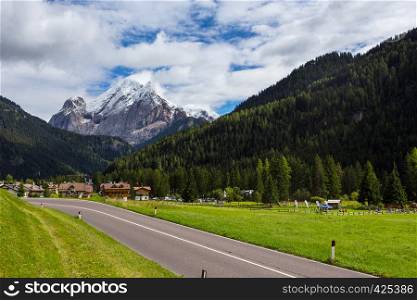 Canazei. Mountain road in the mountains Dolomites, Italy