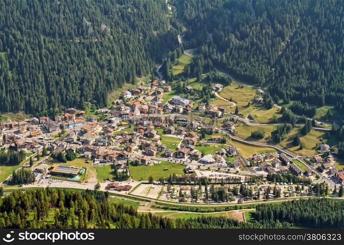 Canazei Village in Fassa valley, Trentino, Italy